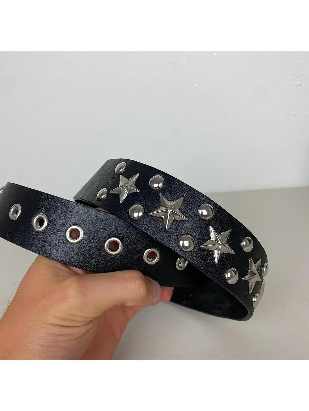 Essential Star Studded Rivet Belt Y2k 2000s style studded punk goth brown and